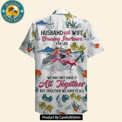 flamingo husband and wife personalized cruising partners hawaiian shirt