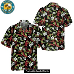 mexican jalapeno chilli flowers hawaiian shirt