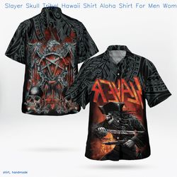 slayer skull tribal tropical shirt aloha shirt for men womenbu, 41