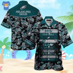 family football nfl philadelphia eagles hawaiian shirt beach gift for him