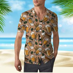 beer vintage colorful trendy tropical shirt, summer aloha sh