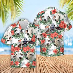 brahman cow hawaiian flowers trendy tropical shirt, gift for