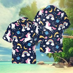 cheerful unicorn trendy tropical shirt, summer trendy hawaii