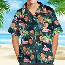 custom face all over print tropical shirt flamingo flowers