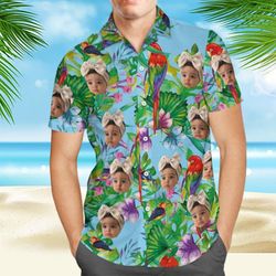 custom face all over print tropical shirt flamingo flowers,