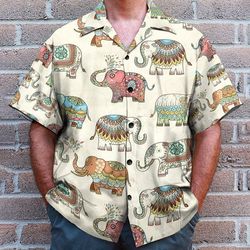 mandala elephants india style 3d tropical shirt summer vacti