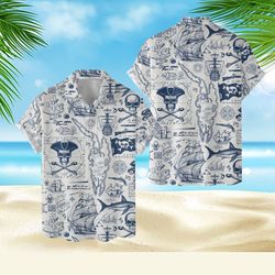 pirate skull tropical shirts for men women, vintage pirate t