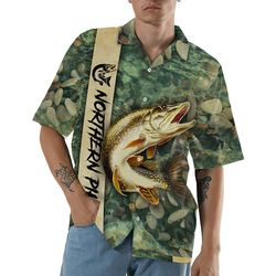 unisex 3d northern pike fishing trendy tropical shirt for me