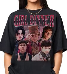 vintage timothee chalamet shirt, chalamet girl dinner tshirt,  gift for women and man unisex t-shirt, comfort colors shi