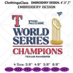 texas rangers 2023 world series champions embroidery