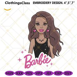 black barbie doll embroidery design file download