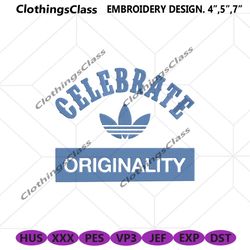 adidas celebrate originality logo blue leaf box embroidery digital file.