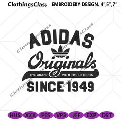 adidas original since 1949 black logo embroidery design download