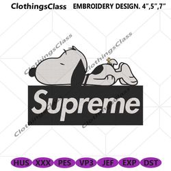 supreme box black snoopy logo embroidery design download