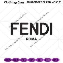 fendi roma wordmark black logo embroidery design download