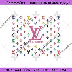 lv louis vuittion fashion logo rainbow wrap embroidery design download file