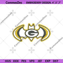 batman green bay packers embroidery design, nfl embroidery designs, green bay packers embroidery file