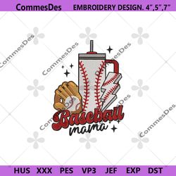 baseball mama embroidery design instant files, sports mom embeoidery design download, mothers day embroidery digital des