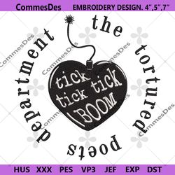 the tick tick tick bombs embroidery download, the concert taylor embroidery files design, taylor album embroidery design