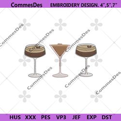 espresso martini embroidery download design, soft drink embroidery instant files, espresso embroidery, martini embroider
