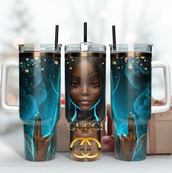 gucci black girl 40oz tumbler wrap design, 20oz tumbler, tumbler wrap design