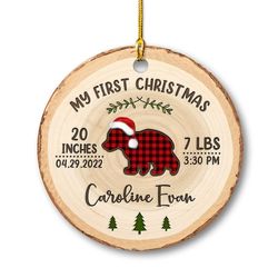 personalized baby bear first christmas ornament style