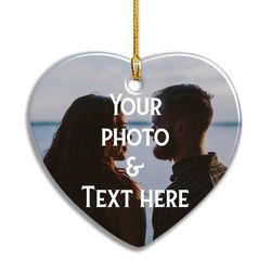 personalized ceramic couple ornament custom photo and text