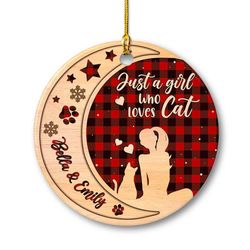 personalized ceramic ornament just girl who loves cats