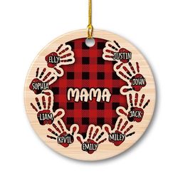 personalized ceramic ornament mama and kids hands