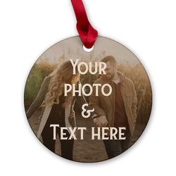 personalized wood couple ornament custom photo and text