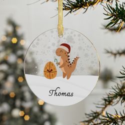 dinosaur personalized name ornament, 2023 family ornament, christmas family keepsake, monogram ornament, custom xmas dec