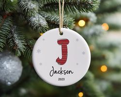 grinch letter christmas ornament, 2023 christmas ornament, cute custom initial christmas ornament, monogram hanging orna