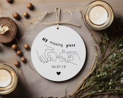 my missing piece custom engraved couples christmas ornament gift  keepsake puzzle ornament  sentimental gift for valenti
