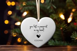 pawprint in my heart personalized dog memorial ornament, personalized christmas ornament, hanging ornament for christmas