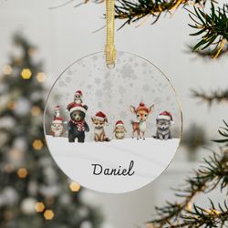 personalized acrylic christmas animals ornament, acrylic ornament bauble, christmas gift, custom tree hanging xmas decor