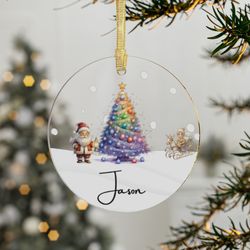 personalized acrylic christmas ornament, acrylic ornament bauble, christmas gift, custom tree hanging xmas decor, first