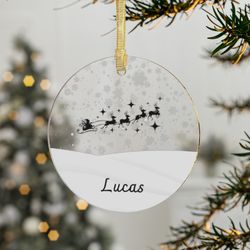 personalized acrylic christmas ornament, acrylic ornament bauble, christmas gift, custom tree hanging xmas decor, first