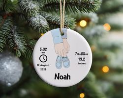 personalized baby boy announcement ornament, customized baby shower gift, personalized ornament for new born, new born b