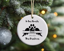 personalized dog memorial ornament, cat christmas ornament, personalized christmas ornament, hanging ornament for christ