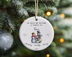 personalized family of three christmas ornament, first christmas ornament, personalized christmas ornament, hanging orna