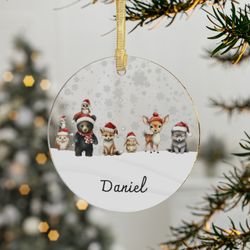 personalized name animals ornament, 2023 family ornament, christmas family keepsake, monogram ornament, custom xmas deco