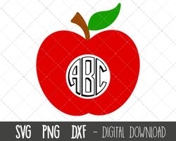 apple svg, apple clipart, apple monogram,  teacher svg, apple fruit clipart, apple png, dxf, apple fruit cricut silhouet