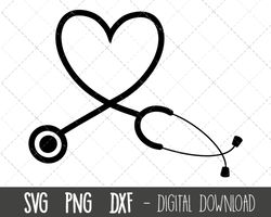 stethoscope svg, heart stethoscope svg, nursing clipart, stethoscope cut file, heart svg, stethoscope cricut silhouette