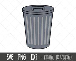 trash can svg, trash can clipart, garbage can png, bin svg, rubbish bin svg, trash can outline svg, recycle cricut silho