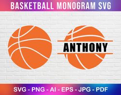 basketball name frame to add player or team name, basketball monogram svg file for cricut, custom basketball svg