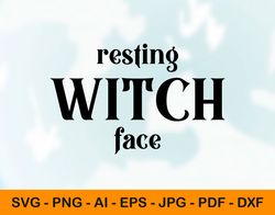 resting witch face svg, witch clipart, png, dxf shirt cut files