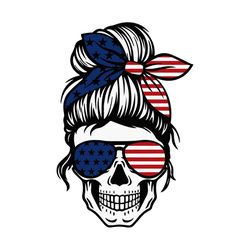 momlife skull american flag glasses independence day svg