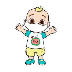 jj cocomelon head with mask baby shower boy wear mask svg