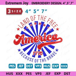 4th of july embroidery design, america embroidery design, am
