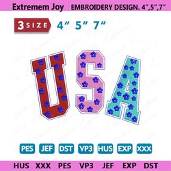 4th of july embroidery design, america embroidery design, la